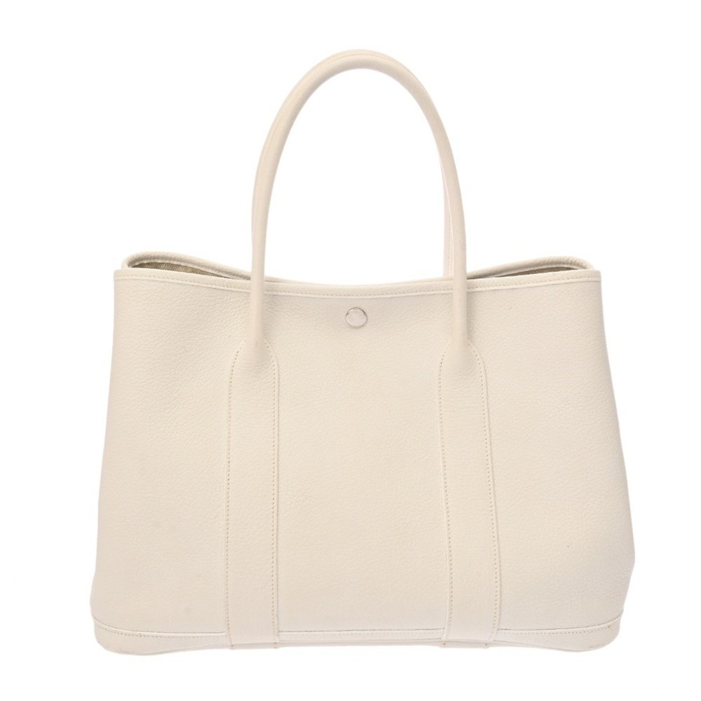 HERMES Garden Party PM White □N Stamp (circa 2010) Women's Negonda Handbag - Picture 2 of 11